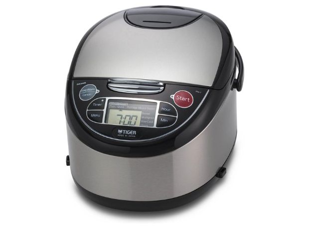 Tiger JAX-T10U-K 5.5-Cup (Uncooked) Micom Rice Cooker with Food Steamer & Slow Cooker, Stainless Steel Black