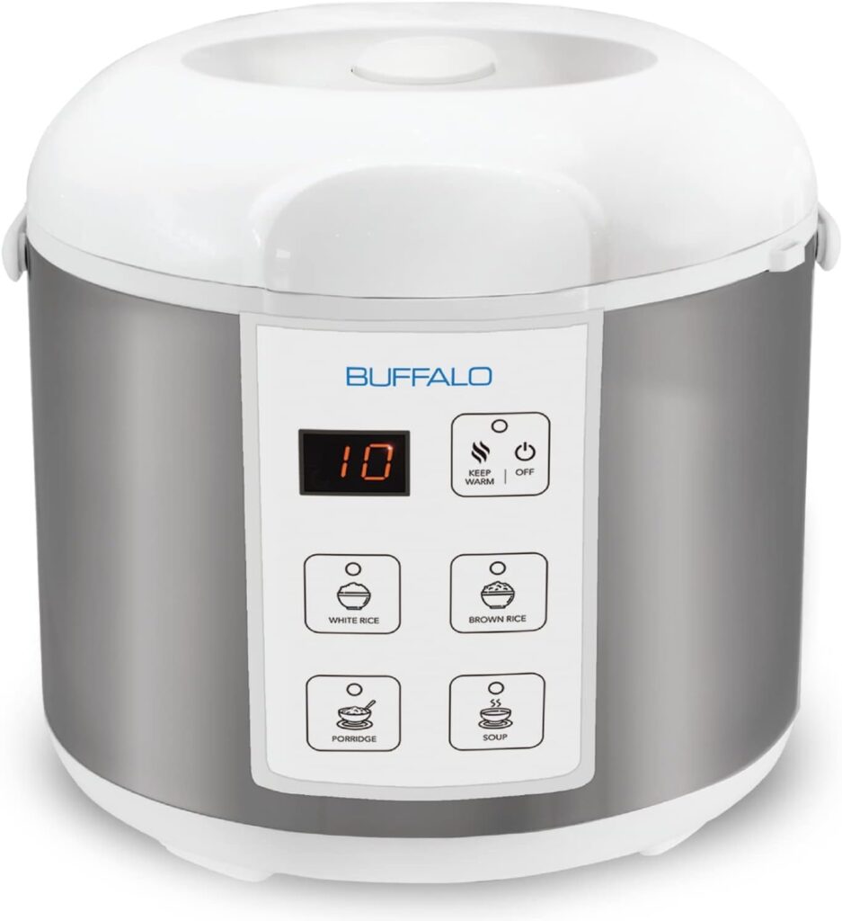 Buffalo Classic Rice Cooker with Clad Stainless Steel Inner Pot (10 cups)